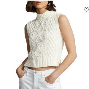 Polo Ralph Lauren Aran Sleeveless Cable Knit Cardigan Vest